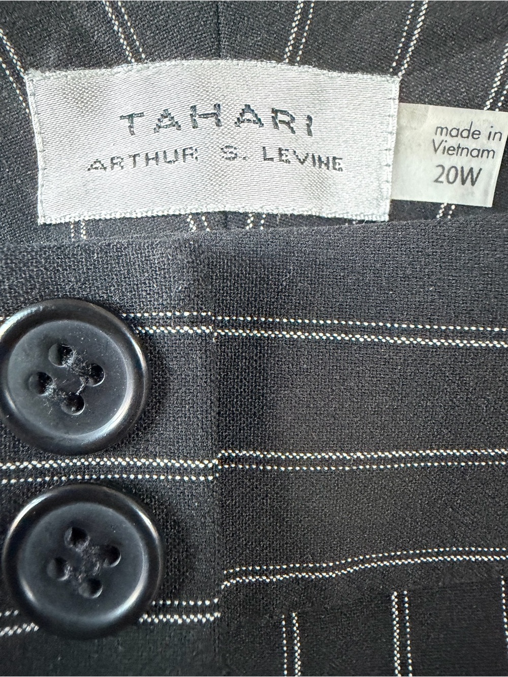NWT Tahari Arthur S. Levine Black Pinstripe Trousers Dress Pants 20W - Picture 4 of 15